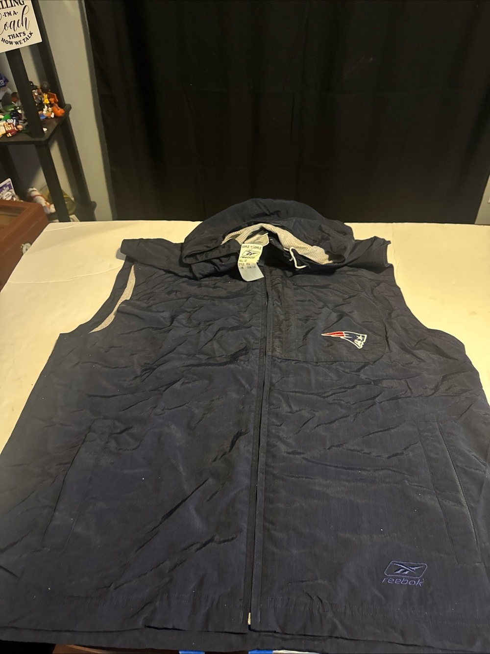 Large Reebok Sample New England Patriots Sleeves Hoodie Jacket